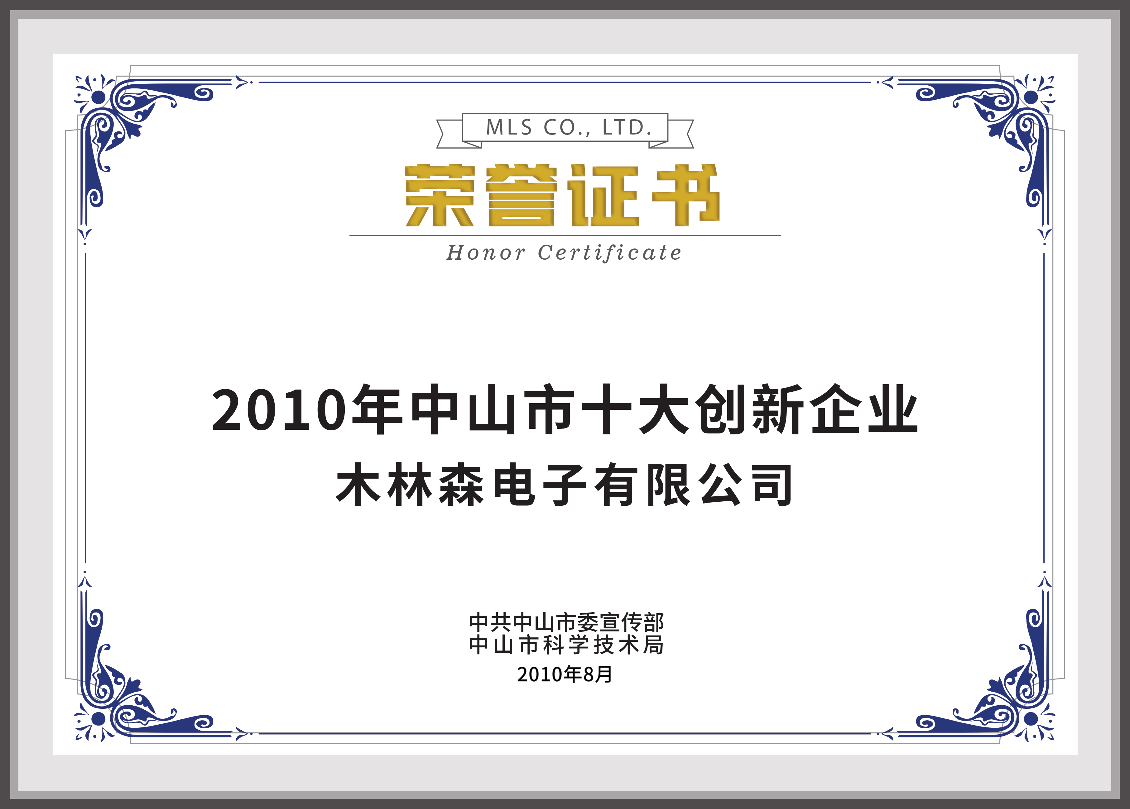 2010中山市十大創(chuàng)新企業(yè)