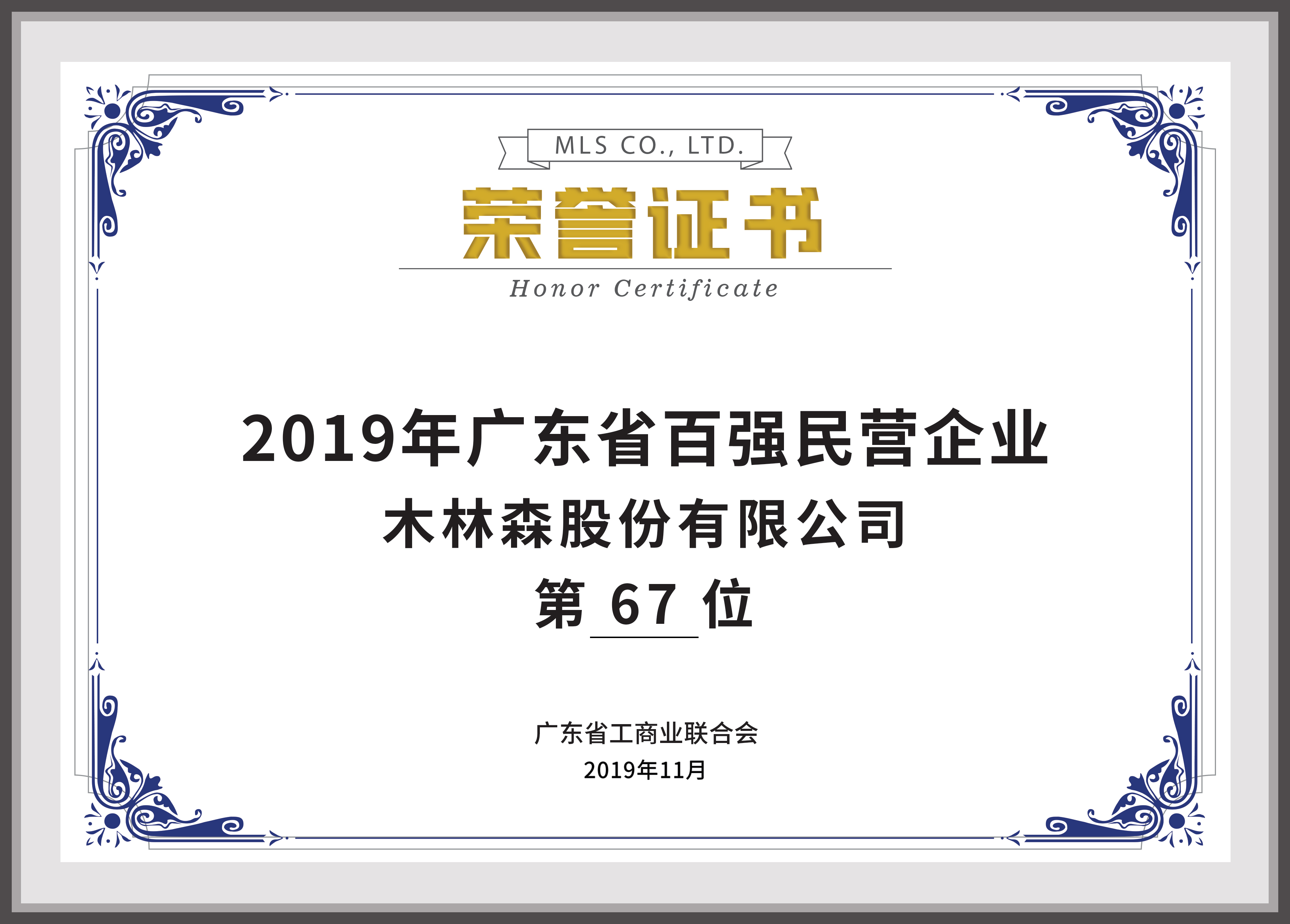 2019廣東省百強(qiáng)民營企業(yè)第67位