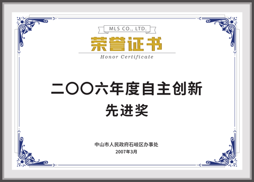 2006年度自主創(chuàng)新先進(jìn)獎(jiǎng)